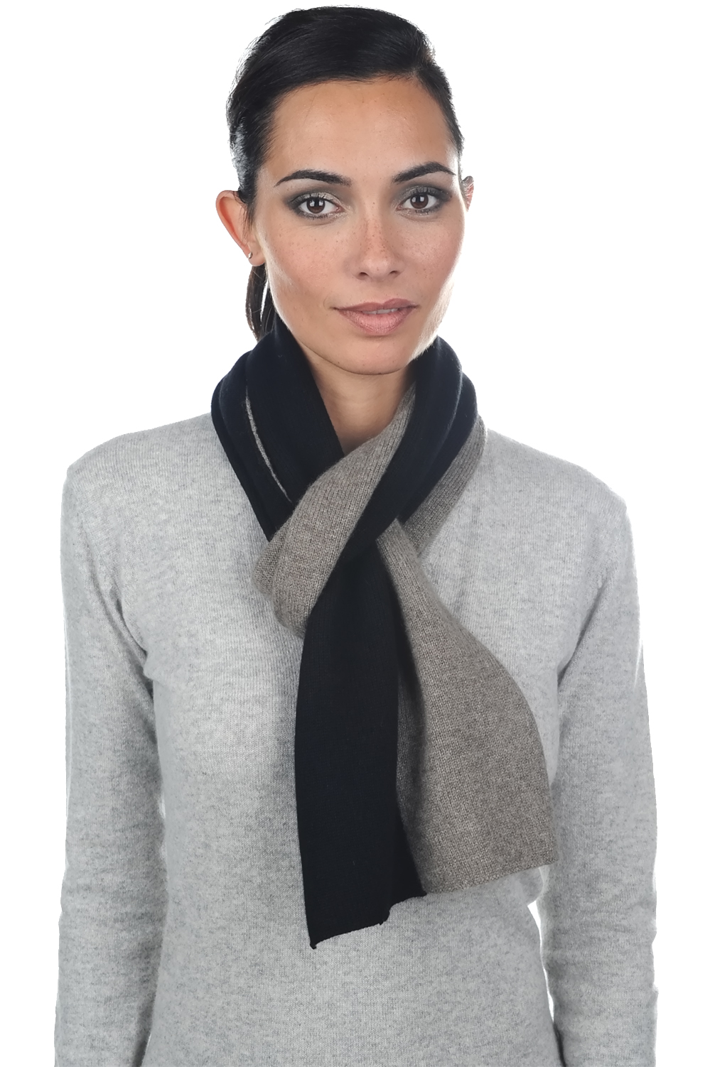 Cashmere & Yak accessories scarf mufflers luvo black natural 164 x 26 cm